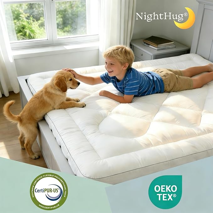 5 Inch Memory Foam Mattress Topper King, 2000GSM Shredded Memory Foam Pillow Top, Back Pain Relief & Plush Support, Extra Thick & Breathable, Couple Sleep Essential