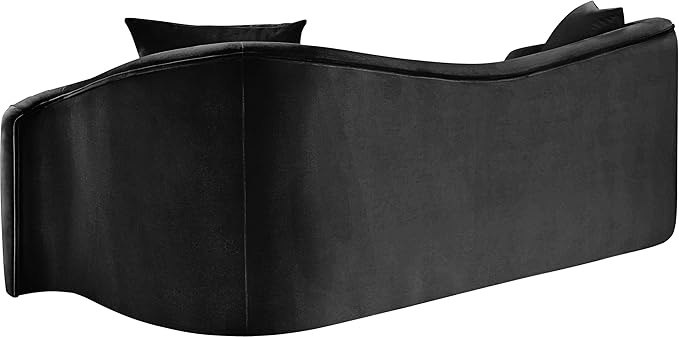 Meridian Furniture 44052Black-S Destin Collection Modern | Contemporary Sofa with Ultra Luxe Black 460 GSM Velvet, Rich Curves, 91" W x 34.5" D x 31" H, Black