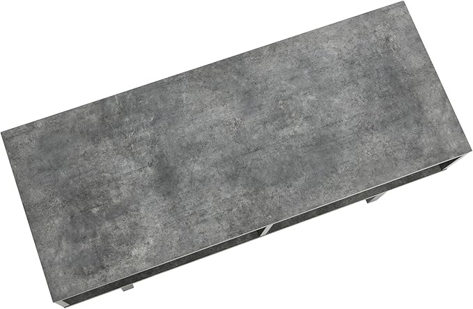 Household Essentials Jamestown TV Stand Coffee Table with Rectangular Storage Compartments Rustic Slate Concrete and Black Metal