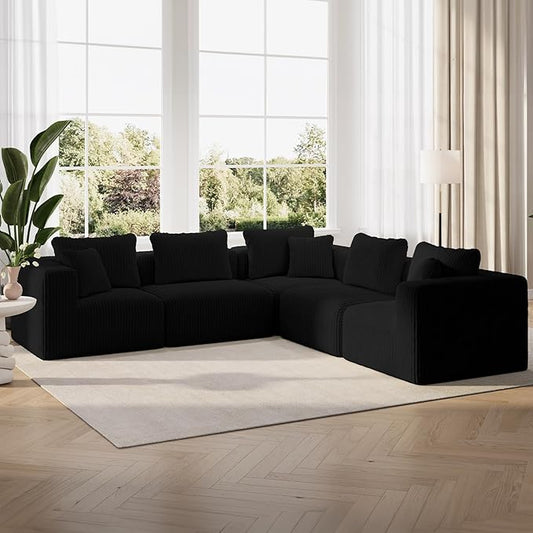 Novilla 106" Modular Sectional Sofa, Modern Cloud Sectional Couch with Smarts Coil® Support, L-Shape Boneless Couch for Living Room Apartments Bedroom, No Assembly Required (5 Seat)