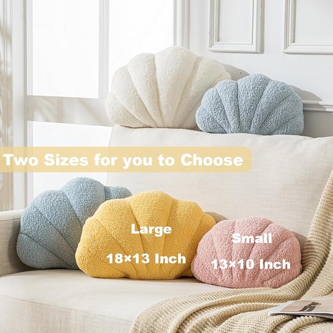 Seashell Throw Pillows Shell Shaped Pillow Pink Sea Shell Pillows for Bed Seashell Decorative Pillow Soft Plush Pillow Sea Couch Decoration(13 X 10 inch)