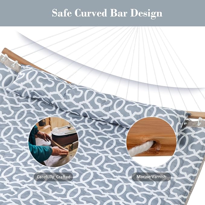 SUNCREAT Hammocks for Outside with Stand, Freestanding Hammock with Frame, 450 lbs Capacity, Grey Pattern - Image 3