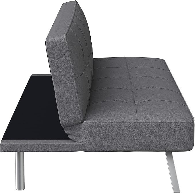 Serta® Rane Futon Sofa Bed 66.1", 3-in-1 Convertible Couch Sleeper for Small Spaces, Tufted Back, Twin Size Guest Bed, Chracoal Woven Fabric