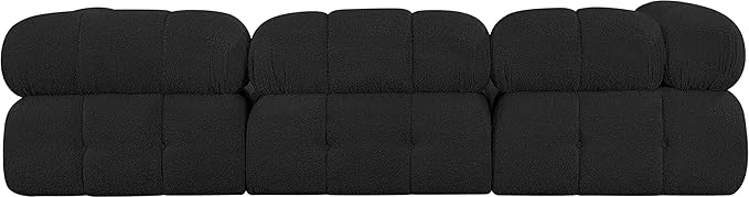 Meridian Furniture 611Black-S102A Ames Collection Modern | Contemporary Modular Sofa with Rich Black Boucle Fabric, Modular to Create Infinite Configurations, 102" W x 34" D x 28" H, Black