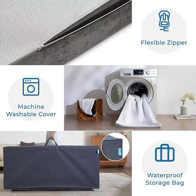 Odorless Foldable Mattress Queen Size 80" x 60" x 8", 8 Inch Medium Firm Folding Foam Mattress with Storage Bag, Fiberglass Free Trifold Memory Foam Mattress for RV, Guest Bed