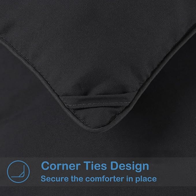 MAPLE DOWN Queen Comforter Size Duvet Insert-Down Alternative Comforter with Corner Tabs-Lightweight Fluffy Breathable Machine Washable (Black,90"x90")