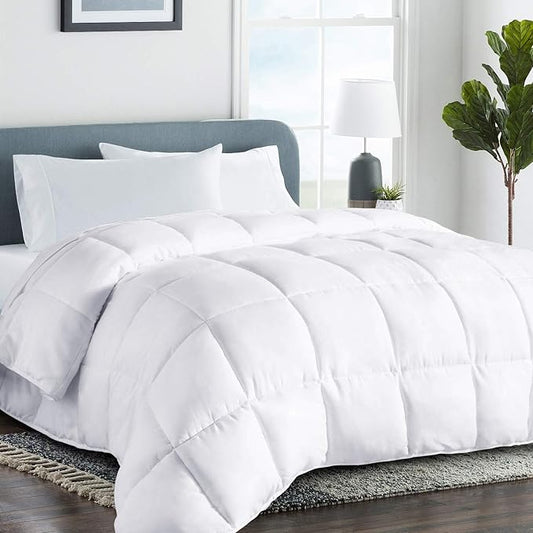 COHOME Premium Twin XL Size Cooling Comforter, All-Season Quilted Down Alternative Duvet Insert, Luxury Hotel GentleSoft Comforter with Anti-Clump Tech & 8 Tabs - Reversible - White 68x92 inches