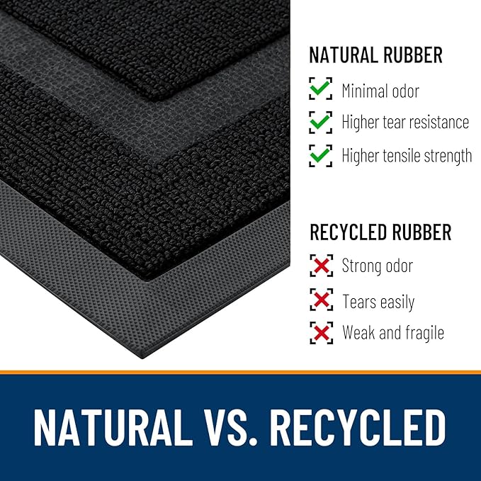 OLANLY Front Door Mat Indoor Outdoor Entrance, Waterproof All-Season, All-Weather Doormat, Sturdy Natural Rubber, Low Profile, Easy Clean Patio Porch Entryway Mat, 71x23, Jet Black - Image 4