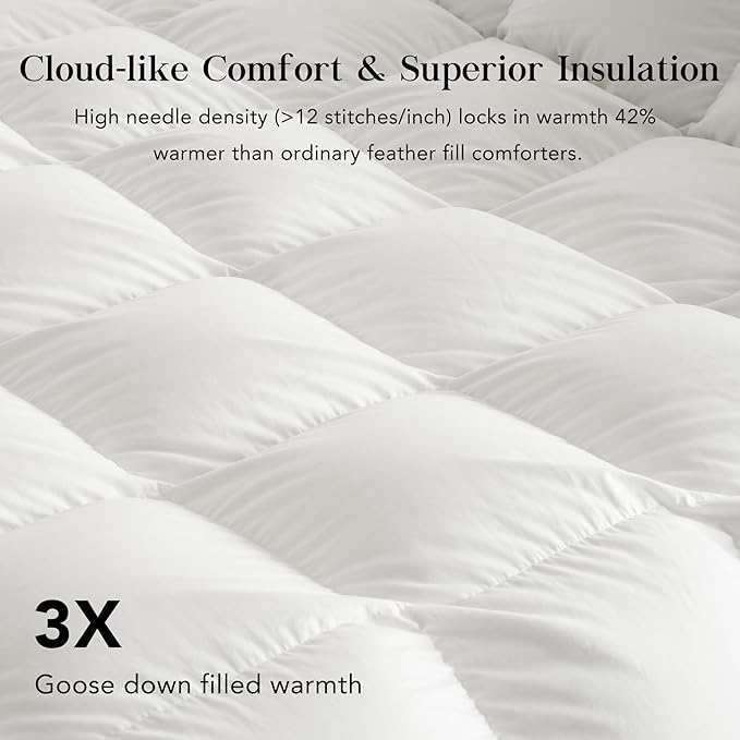 Feather Down Fiber Comforter Twin Size,Premium Ultra-Soft Breathable Comforter High Fill Power Grey Duvet Insert,All Season Hotel Luxury Bedding Comforters (White/All Season, Oversized King)