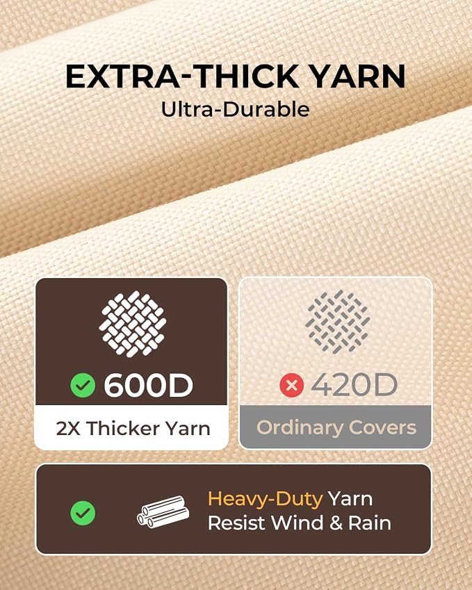 Loriano Patio Furniture Cover Set, 5 Piece Outdoor Furniture Cover Waterproof, 600D Heavy Duty Lawn Patio Set Covers - Image 4
