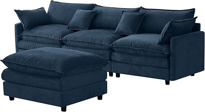 105" Oversized Modular Cloud Sectional Sofa Free Convertible L-Shaped Corner Sectional with Movable Ottoman, Chenille Upholstered Multiple Cushions Cloud Sofa Couches | Easy to Assemble