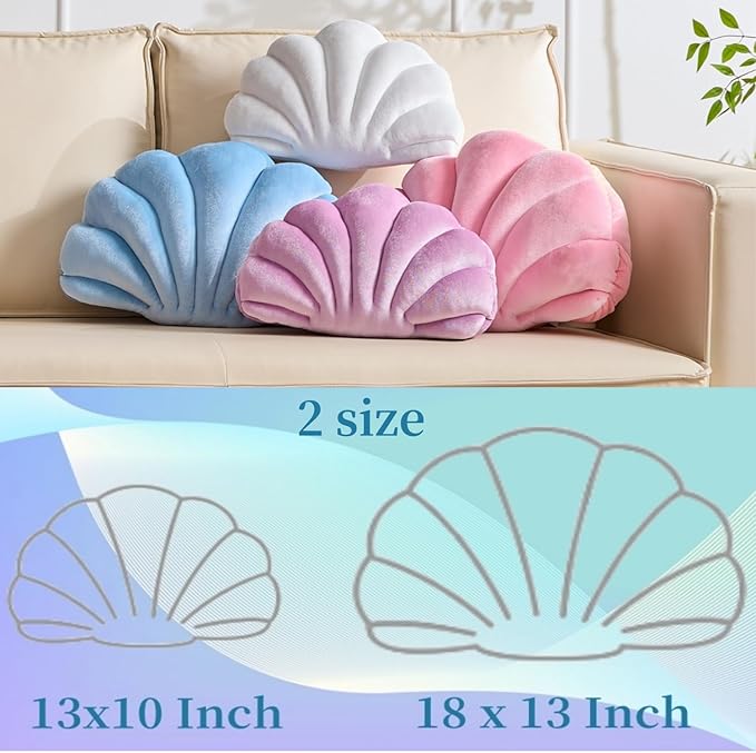 Shell Pillow，Seashell Decorative Pillow Light Pink Seashell Shaped Throw Pillows Decorative Coastal Throw Pillows Beachy Room Decor Cute Throw Pillows for Couch Bed Home Decor