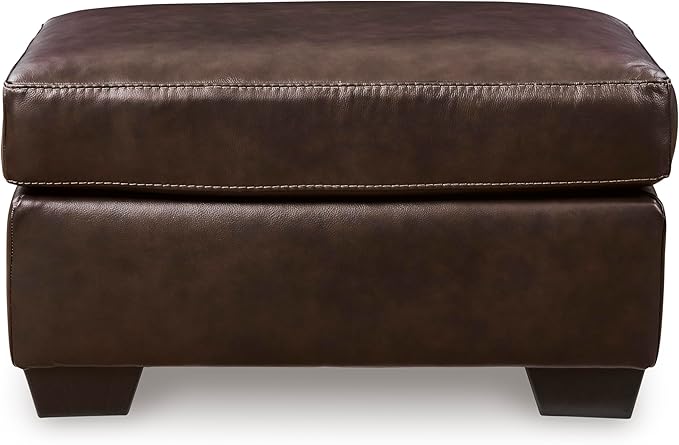 Signature Design by Ashley Santorine Classic Leather Match Rectangular Ottoman for Living Room, Dark Brown