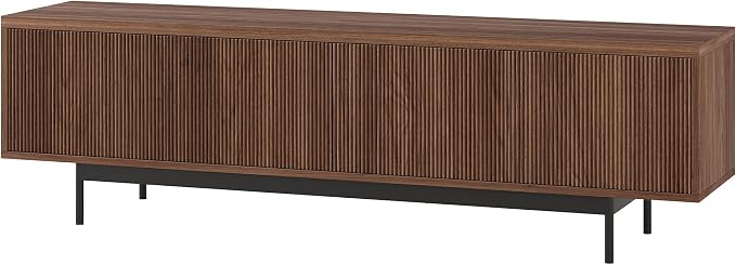 Henn&Hart Fluted TV Stand for TVs up to 75" with 2 Open-Concept Ribbed Storage Cabinets for Living Room, Family Room, or Office, Medium Walnut - Image 5