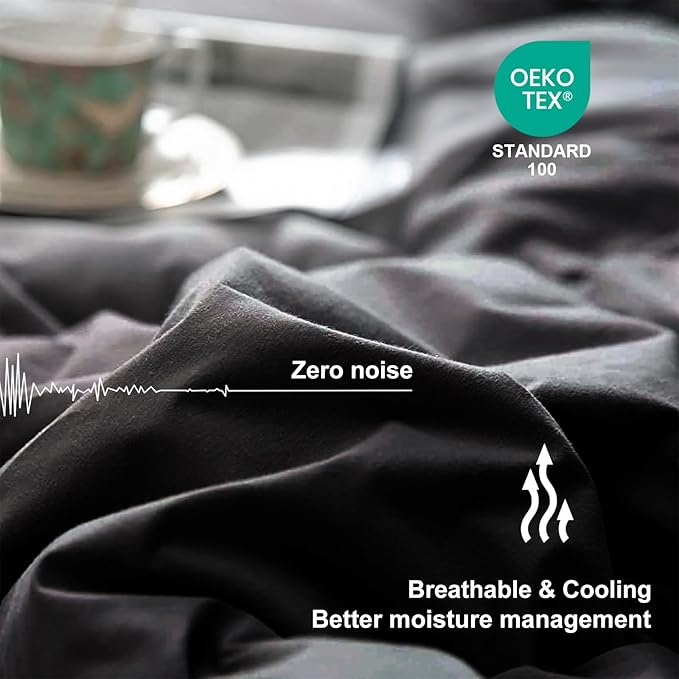MEELUS Lightweight Comforter Cooling Black, All Season Duvet Insert Breathable Twin Size Summer Bedding, Soft Microfiber Cool Down Alternative Quilt with Corner Tabs, 64x88 inch