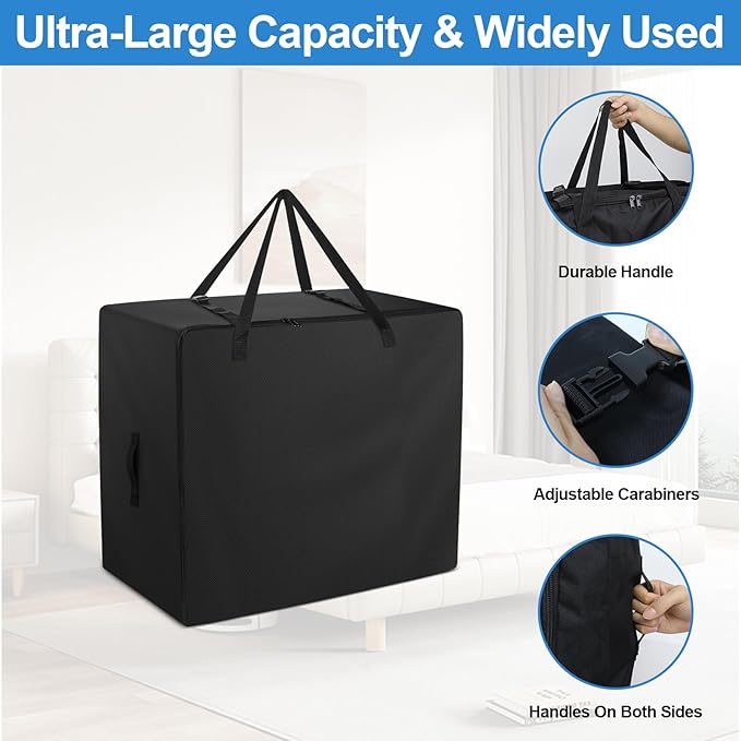 Folding Mattress Bag - 600D Oxford Cloth Heavy Duty Carry Case for Tri-Fold Guest Bed Mattress (Fits 4" Single Mattress with Folding Dimensions of 25" x 25" x 12")