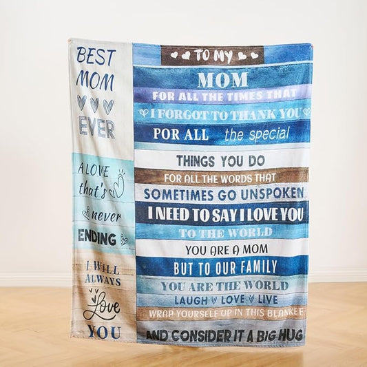 Blue Mother?€?s Day Blanket Gift for Mom ?€? Soft Cozy Fleece Throw, Warm Inspirational Blanket for Mother, Birthday Gifts for Mom from Daughter & Son, Holiday, 50x60 inch