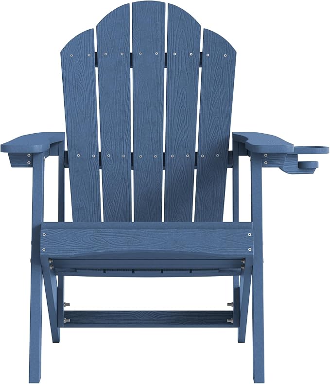 LUE BONA Adirondack Chairs Set of 2 - Weather Resistant Seating with Cup Holder for Porch, Poolside, Deck & Lake House, Blue - Image 7