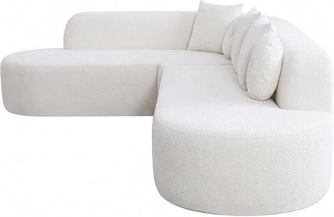 123" Boneless Modular Sectional Sofa, Modern Curved L-Shaped Cloud Foam Couch with High Density Sponge & Pocket Spring, Chenille Fabric, Non-Assembly Frameless Floor Sofa for Living Room | Plush, Wider Armrest
