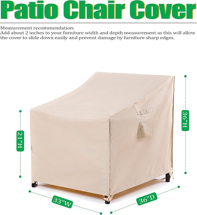F&J Outdoors Waterproof Anti-UV Fade Resistant Patio Adirondack Lounge Chair Covers, 33" W x 36" D x 36" H - Image 2