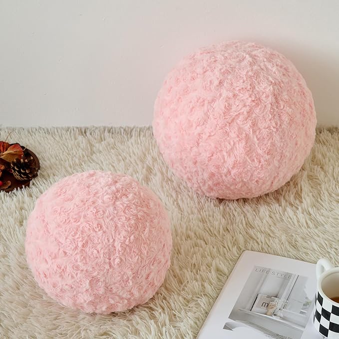 Ball Pillow, Decorative Round Pillow for Couch n, Circle Throw Pillows, Perfect Ball Pillows for Couch, Stylish Decorative Pillows, Versatile Round Throw Pillow (Pink, Medium-11.8 Inches)
