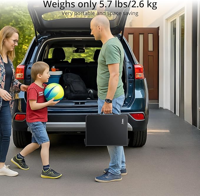 Anbte Folding Camping Table with Storage Net, Pure Black Aluminum 2ft Picnic Table 23.2" x 16" Outdoor Table Adjustable Height Max 27.5", Lightweight, Waterproof, Portable Handle for Travel Cooking - Image 7