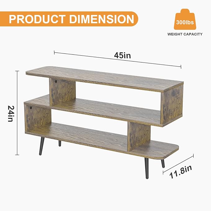 Lightdot TV Stand for Living Room, 45 inch tv Stand Mid Century Modern Entertainment Center for 55/60 inch TVs, TV Console Table with Open Storage Shelves, TV Stand for Bedroom, Dresser, Living Room - Image 4