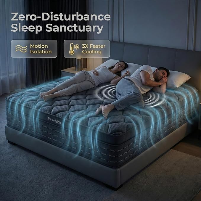 King Size Mattress 14 Inch, Medium Firm Boxed Hybrid Mattress, Cooling Gel Memory Foam & Motion Isolation Pocket Coils, 350lbs+ Edge Support, Fiberglass-Free, 365-Night Trial, for Master Room, Family