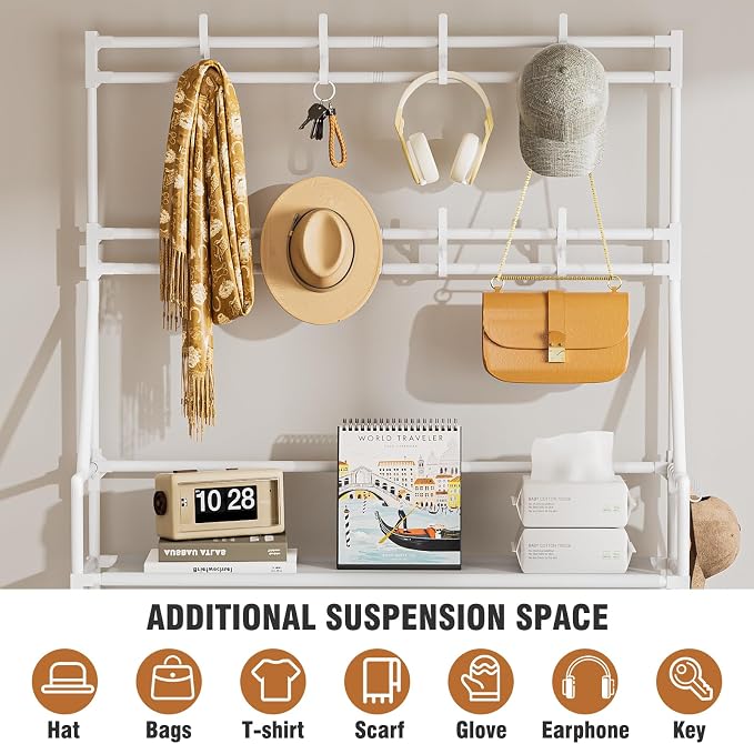 OYREL Shoe Rack 5 Tier Shoe Racks Organizer 20-25 Pairs Shoes Rack for Closet Entrance Shoe Storage Shelf with Hooks and Side Pocket Entryway Shoe Holder Space Saving Free Standing Shoe Racks - Image 5
