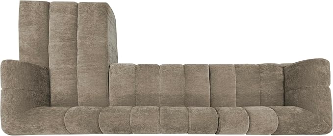 Christopher Knight Home Mania 122" Modular L-Shape Sofa Couch with Chaise Lounge, Modern Sectional Sofa Set for Living Room, Boucle Fabric Upholstered Cloud Couch with Deep Seat, Brown