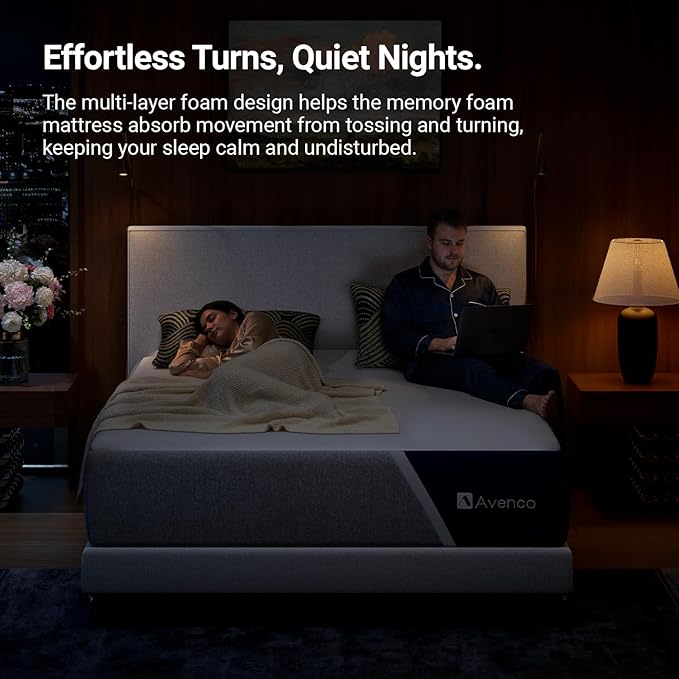 Avenco 12 Inch Full Size Mattress with Open-Cell Foam for Breathable Comfort, Gel Memory Foam Full Mattresses with Removable Cover, CertiPUR-US Certified Mattress in a Box