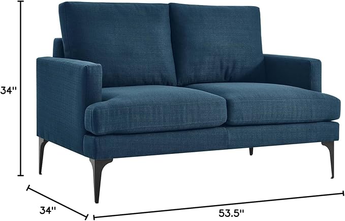 Modway EEI-6006-AZU Evermore Upholstered Fabric Loveseat, Azure