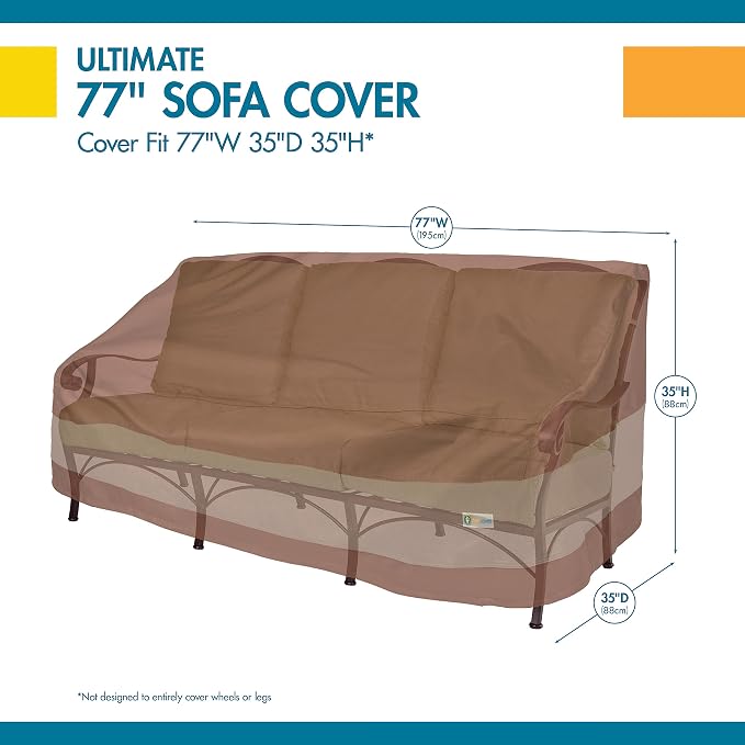 DUCKCOVERS Ultimate Waterproof Patio Sofa Cover,Outdoor Couch Cover with All Weather Protection,Patio Furniture Covers with Attachment Strap,77"W x 35"D x 35"H,Outdoor Sofa-Cover,(Pack of 4) - Image 3
