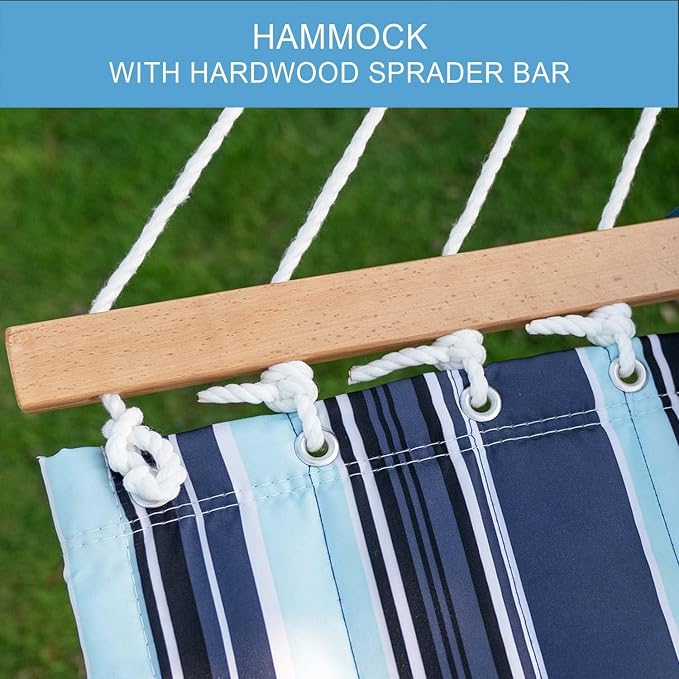 Lazy Daze Hammocks 12 FT Quilted Fabric Double Hammock with Spreader Bars and Detachable Pillow, 450lbs Weight Capacity - Image 5