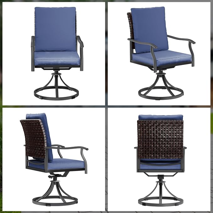 LEVELEVE 2-Piece Swivel Dining Chairs, Outdoor Patio Bistro Chairs for Lawn, Garden, Deck, Backyard & Porch(Matching Series for 5-Piece Set) - Image 4