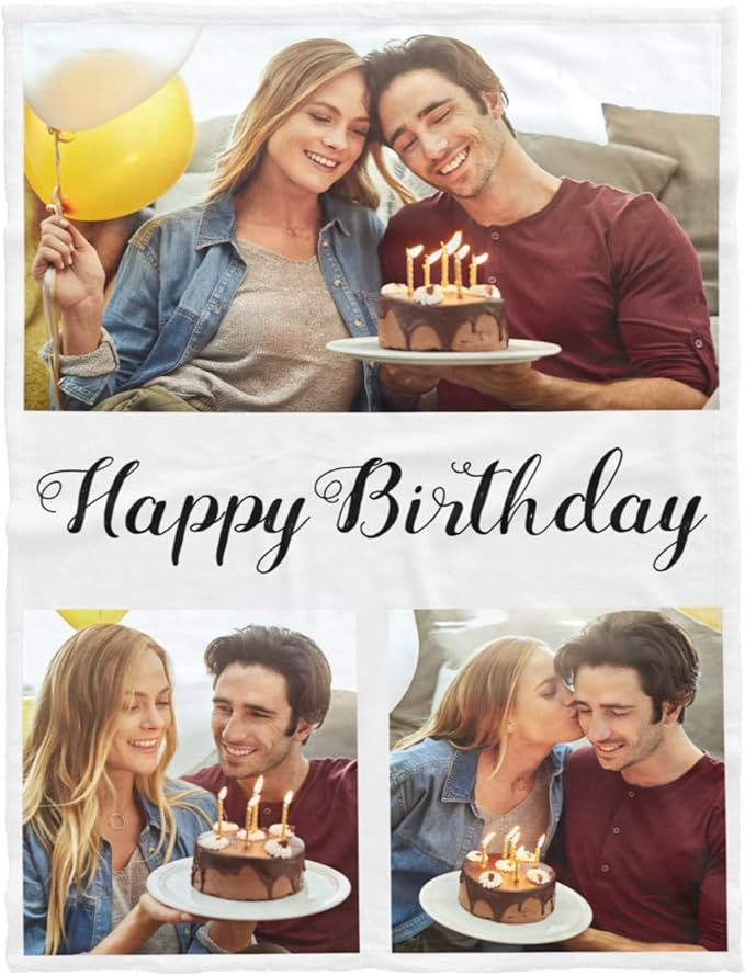 Printwoo Custom Blanket with Photos, Personalized Photo Blankets Using My Own Photos, Customized Blankets with Pictures, Personalized Gifts for Birthday, Anniversary