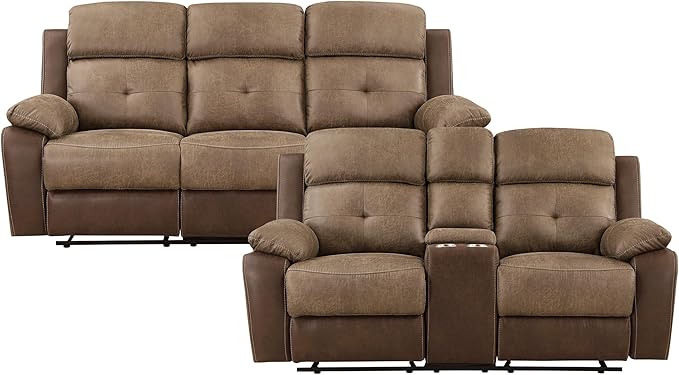 Lexicon Marianna 2-Piece Reclining Living Room Sofa Set, Brown