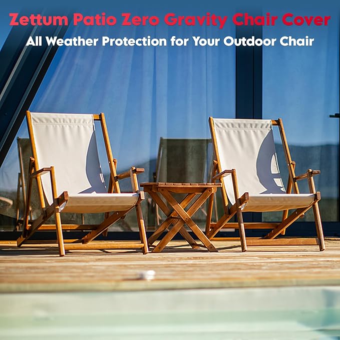 Zettum Zero Gravity Chair Cover 2 Pack - 600D Outdoor Folding Patio Chair Covers Heavy Duty & Waterproof, Premium Gravity Chair Cover with Adjustable Cord and Snap Buckles (28" W x 13" D x 44" H) - Image 7