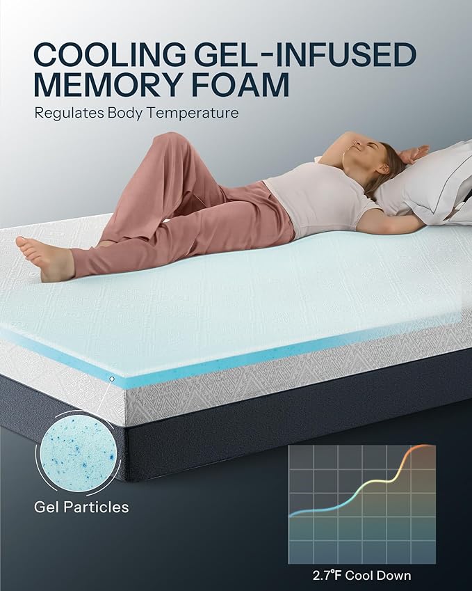 Life Balance Twin Size Mattress, 8 Inch Memory Foam Twin Bed Mattress with Cooling Night Sleep & Pressure Relief, Made in USA Mattresses，CertiPUR-US Certified, Medium Firm, Motion Isolation, CY-8-T