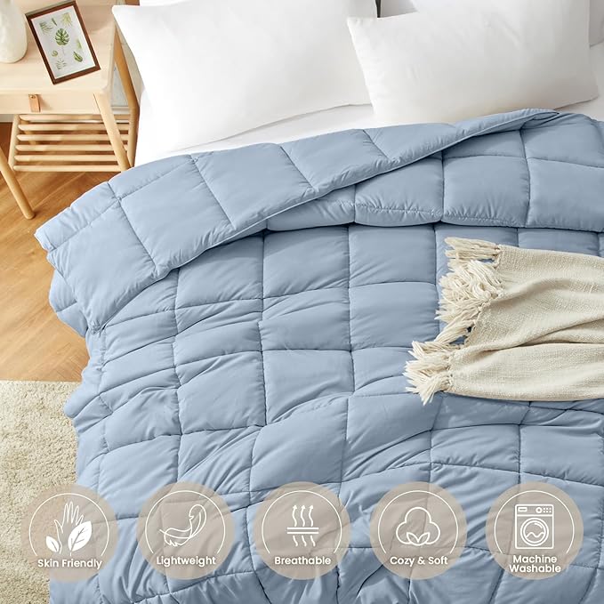 Homelike Moment Twin Comforter Duvet Insert - Blue Down Alternative Bed Comforter Twin Size, Lightweight Bedding Comforters Quilted Soft All Season Blue
