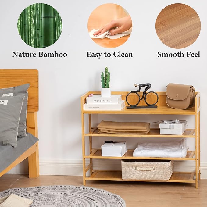 latifolia Bamboo Shoe Rack, 4-Tier Shoe Rack Organizer for Entryway, Living Room(Nature, 31.4''L) - Image 5