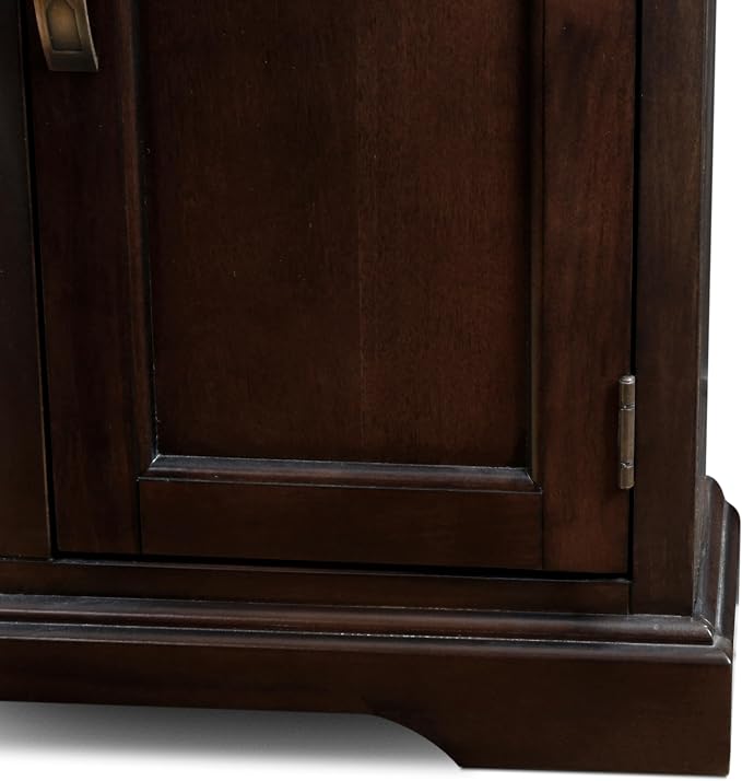 Leick Home 81360 Iverson Three Door TV Stand for 65 Inch TVs, 60 Inch, Chocolate Cherry Brown, Hardwood with Bronze Glass, Adjustable Shelves, Wood Entertainment Console - Image 4