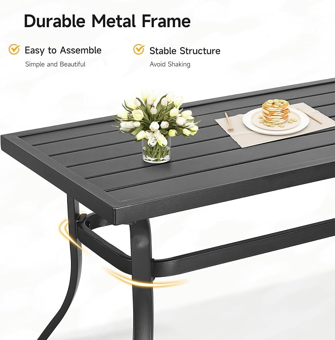 ONBRILL Small Metal Outdoor Coffee Side Table, Steel Coffee Tables for Patio, Outside, Garden, Balcony, Backyard and Living Room, Rectangle, Grey - Image 6