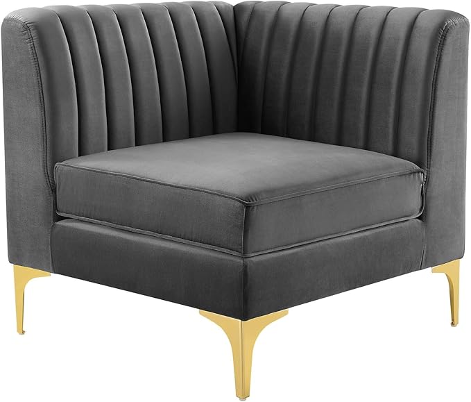 Modway EEI-4346-GRY Triumph Channel Tufted Performance Velvet Loveseat, Gray