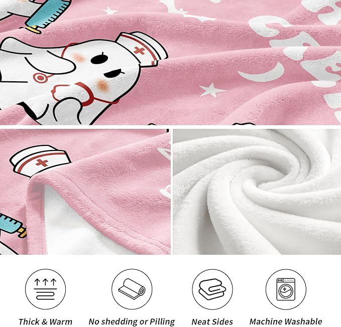 Nurse Appreciation Gifts, Nurses Week Day Graduation Gift - Flannel Soft Nurse Blanket for Women Decor, Nursing LPN RN Gifts for Women/Men, Night Shift Crew - 50" x 60"