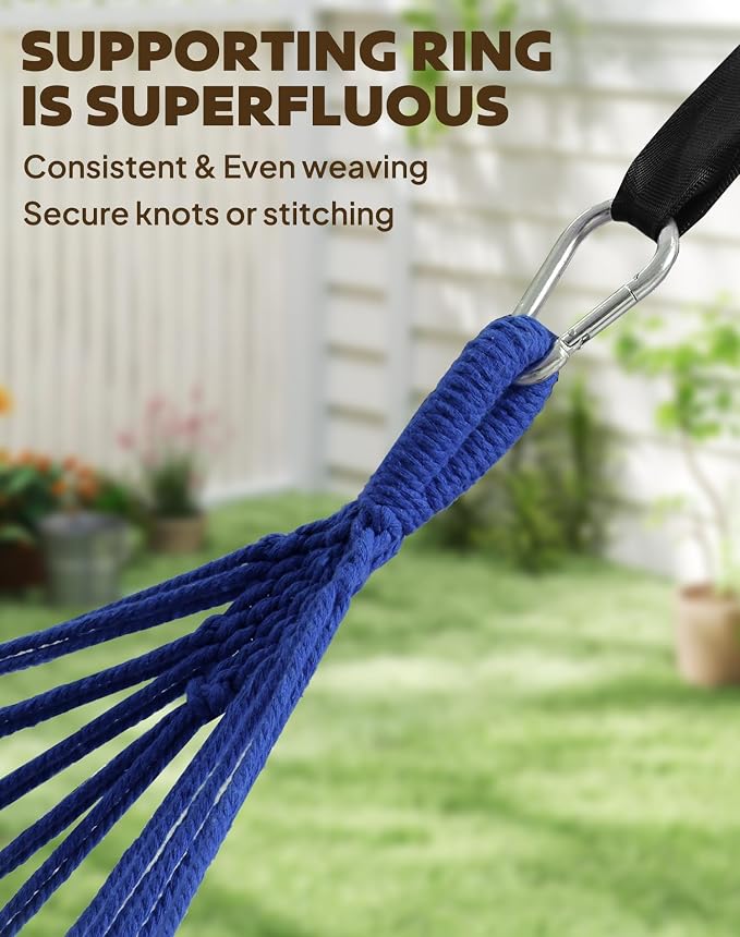ANYOO Cotton Hammocks Portable Hammock with Tree Straps Easy Setup Indoor/Outdoor Hanging Bed 550lb Capacity Perfect for Backyard Camping Travel - Image 4
