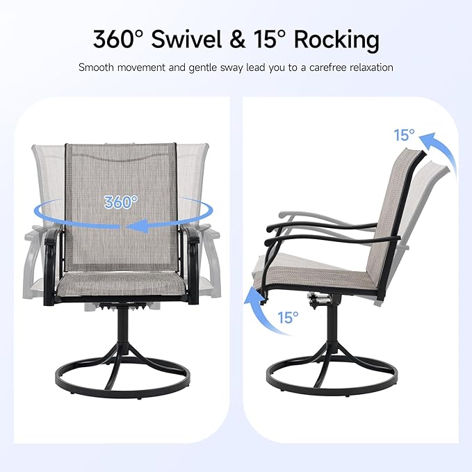 Outdoor Swivel Dining Chairs Set of 2, Textilene Patio Swivel Chair All Weather Outdoor Dining Chairs 360 Degree Rotating Metal Patio Rocking Chair for Lawn, Porch, Garden, Backyard, Poolside - Image 4