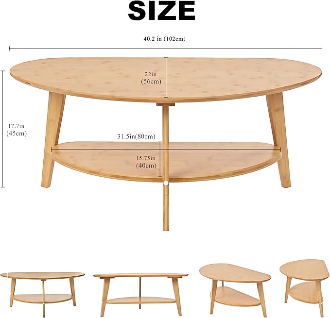Coffee Table, Oval Coffee Tables for Living Room, 100% Solid Wood Coffee Tables, 40.2" Round Center Table for Bedroom Reception Office, Mid Century Modern Coffee Table, Easy Assembly | Mid-Century Modern, for Living Room, FSC Certified, Wooden, Coffee ...