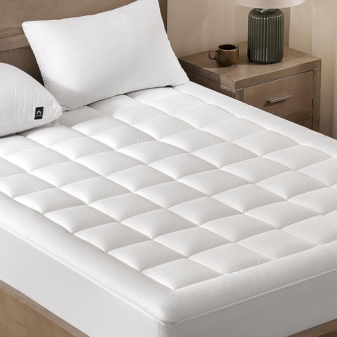 ACCURATEX Mattress Pad Twin Size - 2 Inches Double Layer Comfort Pillow Top Mattress Cover, Quilted Fitted Mattress Protector Cotton Top, Stretches up 8-21" Deep Pocket Mattress Topper,39x75