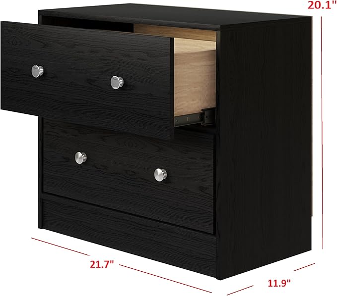 HOME DESIGN Altoona 3-Piece Bedroom Set with Dresser and Two Nightstands, Black